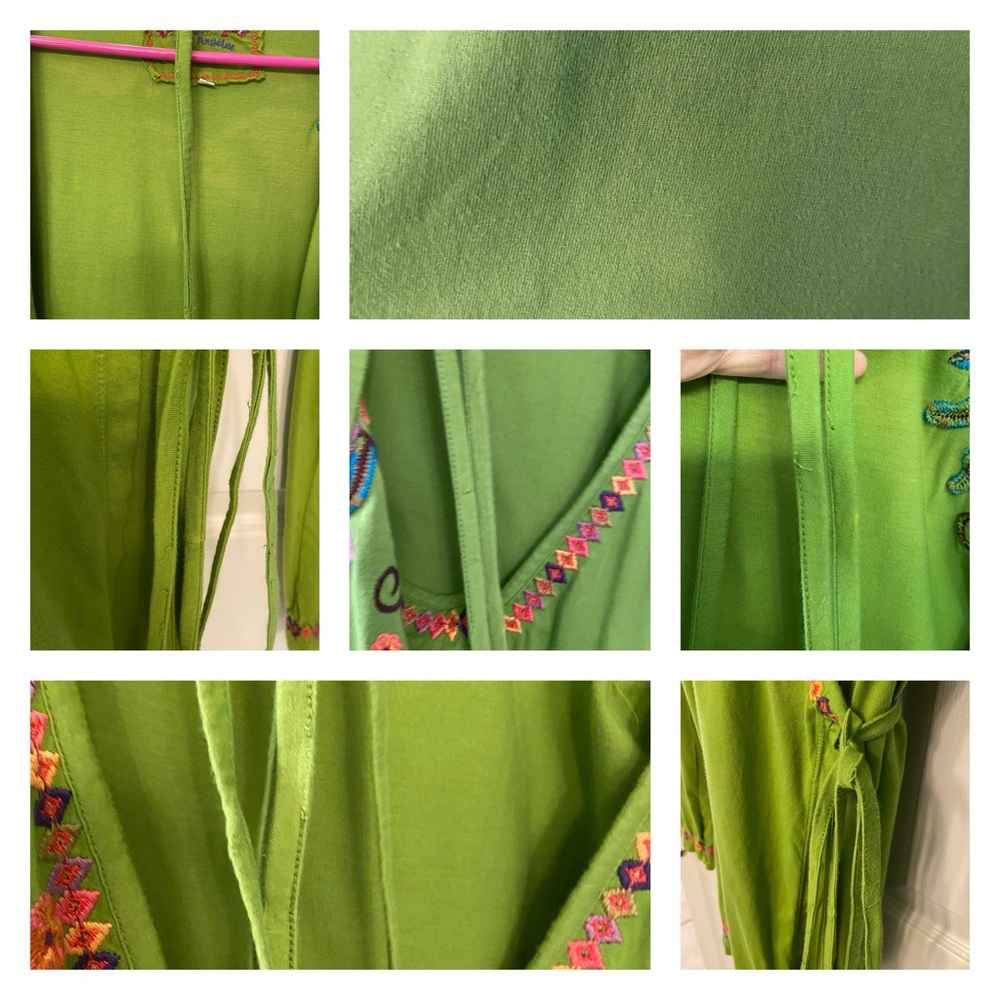 Johnny was wrapp around floral embroidery green top size M - Picture 6 of 9